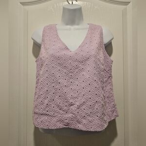 Tuckernuck Lavender Eyelet Valerie Top Size Small Cotton Spring Naturak Fibers